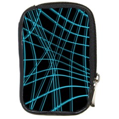 Cyan and black warped lines Compact Camera Cases