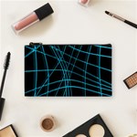 Cyan and black warped lines Cosmetic Bag (Small)  Front