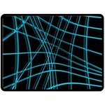 Cyan and black warped lines Fleece Blanket (Large)  80 x60  Blanket Front