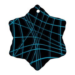 Cyan and black warped lines Snowflake Ornament (2-Side)