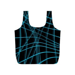 Cyan and black warped lines Full Print Recycle Bags (S) 