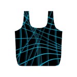 Cyan and black warped lines Full Print Recycle Bags (S)  Front