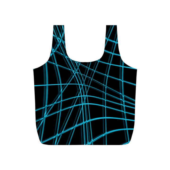 Cyan and black warped lines Full Print Recycle Bags (S) 