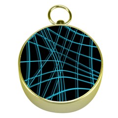 Cyan and black warped lines Gold Compasses