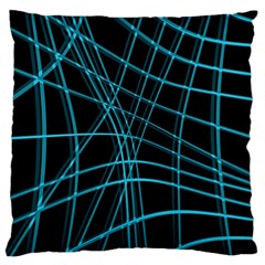 Cyan and black warped lines Standard Flano Cushion Case (Two Sides)