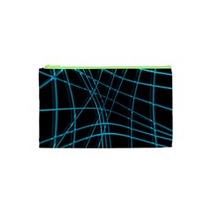 Cyan and black warped lines Cosmetic Bag (XS)