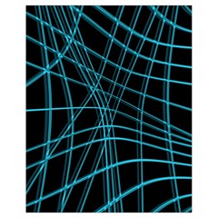 Cyan and black warped lines Drawstring Bag (Small)