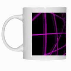 Purple And Black Warped Lines White Mugs by Valentinaart