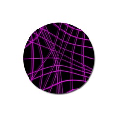 Purple And Black Warped Lines Magnet 3  (round) by Valentinaart