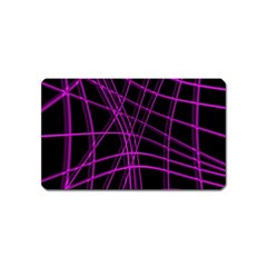 Purple And Black Warped Lines Magnet (name Card) by Valentinaart