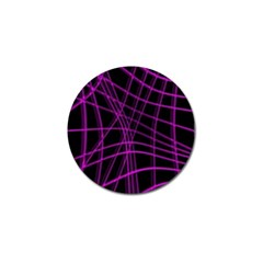 Purple And Black Warped Lines Golf Ball Marker by Valentinaart