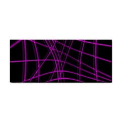 Purple And Black Warped Lines Hand Towel by Valentinaart