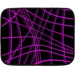 Purple And Black Warped Lines Fleece Blanket (mini) by Valentinaart