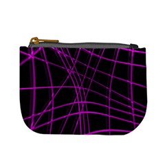 Purple And Black Warped Lines Mini Coin Purses by Valentinaart