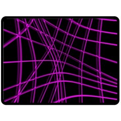 Purple And Black Warped Lines Double Sided Fleece Blanket (large)  by Valentinaart