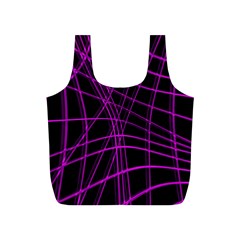 Purple And Black Warped Lines Full Print Recycle Bags (s)  by Valentinaart