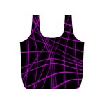 Purple and black warped lines Full Print Recycle Bags (S)  Back