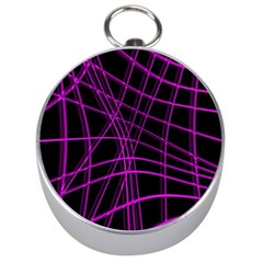 Purple And Black Warped Lines Silver Compasses by Valentinaart