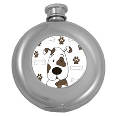 Cute Dog Round Hip Flask (5 Oz) by Valentinaart