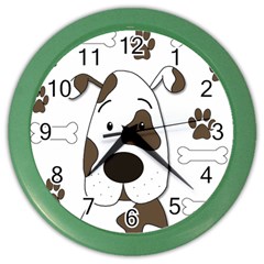 Cute Dog Color Wall Clocks by Valentinaart