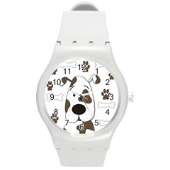 Cute Dog Round Plastic Sport Watch (m) by Valentinaart