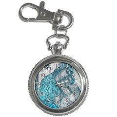 Mother Mary And Infant Jesus Christ  Blue Portrait Old Vintage Drawing Key Chain Watches by yoursparklingshop