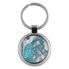 Mother Mary And Infant Jesus Christ  Blue Portrait Old Vintage Drawing Key Chains (round)  by yoursparklingshop