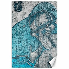 Mother Mary And Infant Jesus Christ  Blue Portrait Old Vintage Drawing Canvas 12  X 18   by yoursparklingshop