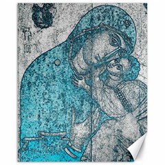 Mother Mary And Infant Jesus Christ  Blue Portrait Old Vintage Drawing Canvas 16  X 20   by yoursparklingshop