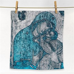 Mother Mary And Infant Jesus Christ  Blue Portrait Old Vintage Drawing Face Towel by yoursparklingshop