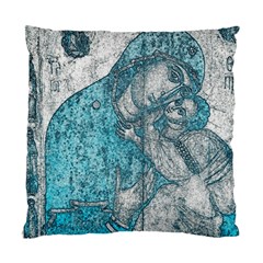 Mother Mary And Infant Jesus Christ  Blue Portrait Old Vintage Drawing Standard Cushion Case (one Side) by yoursparklingshop