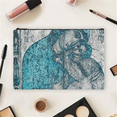 Mother Mary And Infant Jesus Christ  Blue Portrait Old Vintage Drawing Cosmetic Bag (large)  by yoursparklingshop