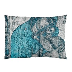 Mother Mary And Infant Jesus Christ  Blue Portrait Old Vintage Drawing Pillow Case (two Sides) by yoursparklingshop