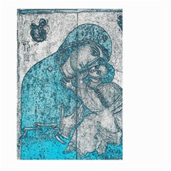 Mother Mary And Infant Jesus Christ  Blue Portrait Old Vintage Drawing Large Garden Flag (two Sides) by yoursparklingshop