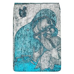 Mother Mary And Infant Jesus Christ  Blue Portrait Old Vintage Drawing Flap Covers (l)  by yoursparklingshop