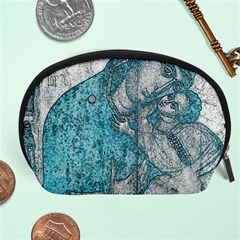 Mother Mary And Infant Jesus Christ  Blue Portrait Old Vintage Drawing Accessory Pouches (large)  by yoursparklingshop