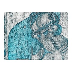 Mother Mary And Infant Jesus Christ  Blue Portrait Old Vintage Drawing Double Sided Flano Blanket (mini)  by yoursparklingshop