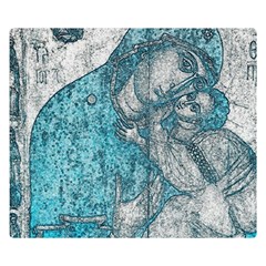 Mother Mary And Infant Jesus Christ  Blue Portrait Old Vintage Drawing Double Sided Flano Blanket (small)  by yoursparklingshop