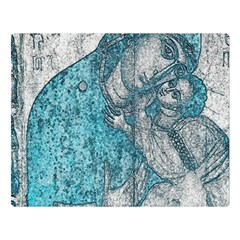 Mother Mary And Infant Jesus Christ  Blue Portrait Old Vintage Drawing Double Sided Flano Blanket (large)  by yoursparklingshop