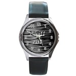 Black an white  Chill out  Round Metal Watch Front