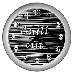 Black An White  chill Out  Wall Clocks (silver)  by Valentinaart