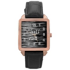 Black An White  chill Out  Rose Gold Leather Watch  by Valentinaart