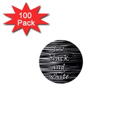 I Love Black And White 1  Mini Buttons (100 Pack)  by Valentinaart