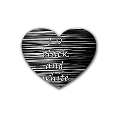 I Love Black And White Rubber Coaster (heart)  by Valentinaart