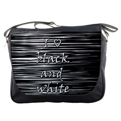 I Love Black And White Messenger Bags