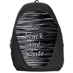 I Love Black And White Backpack Bag by Valentinaart