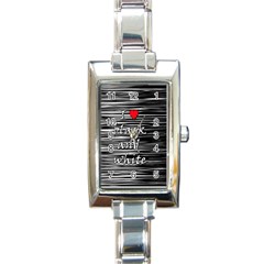 I Love Black And White 2 Rectangle Italian Charm Watch by Valentinaart