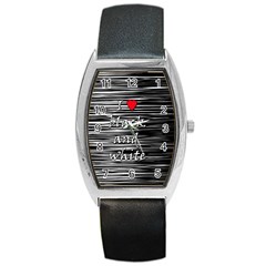 I Love Black And White 2 Barrel Style Metal Watch by Valentinaart