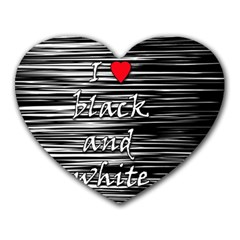 I Love Black And White 2 Heart Mousepads by Valentinaart