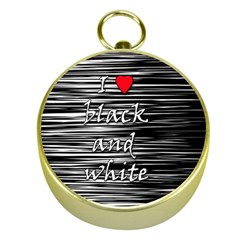 I Love Black And White 2 Gold Compasses by Valentinaart